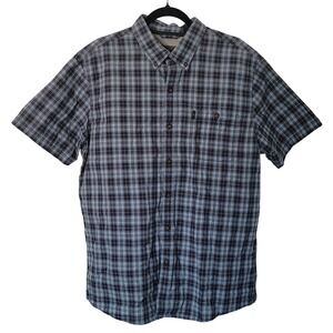 G.H. Bass & Co Button Down Shirt Mens XL Blue Plaid Short Sleeve Hard Service